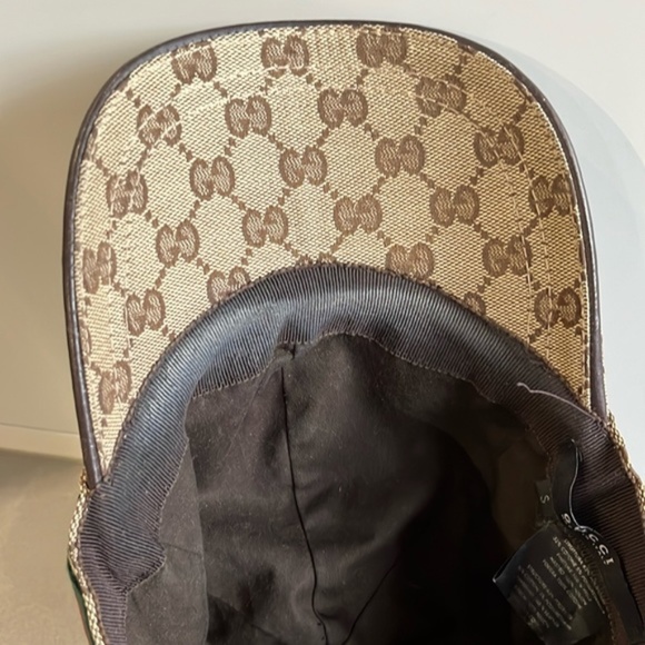 Gucci Natural Monogram Striped-Trim Woven Baseball Cap - Picture 8 of 9